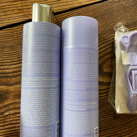 MONAT VIOLET LIGHTS Anti-Brass Shampoo and Toning Masque with clips UNOPENED - Picture 4 of 6